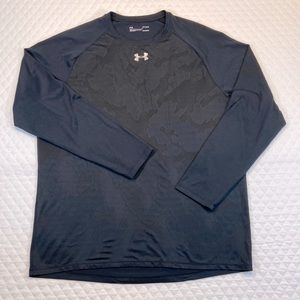 Under Armour Heat Gear Raglan Sleeve Black Camouflage Performance Shirt. Large.